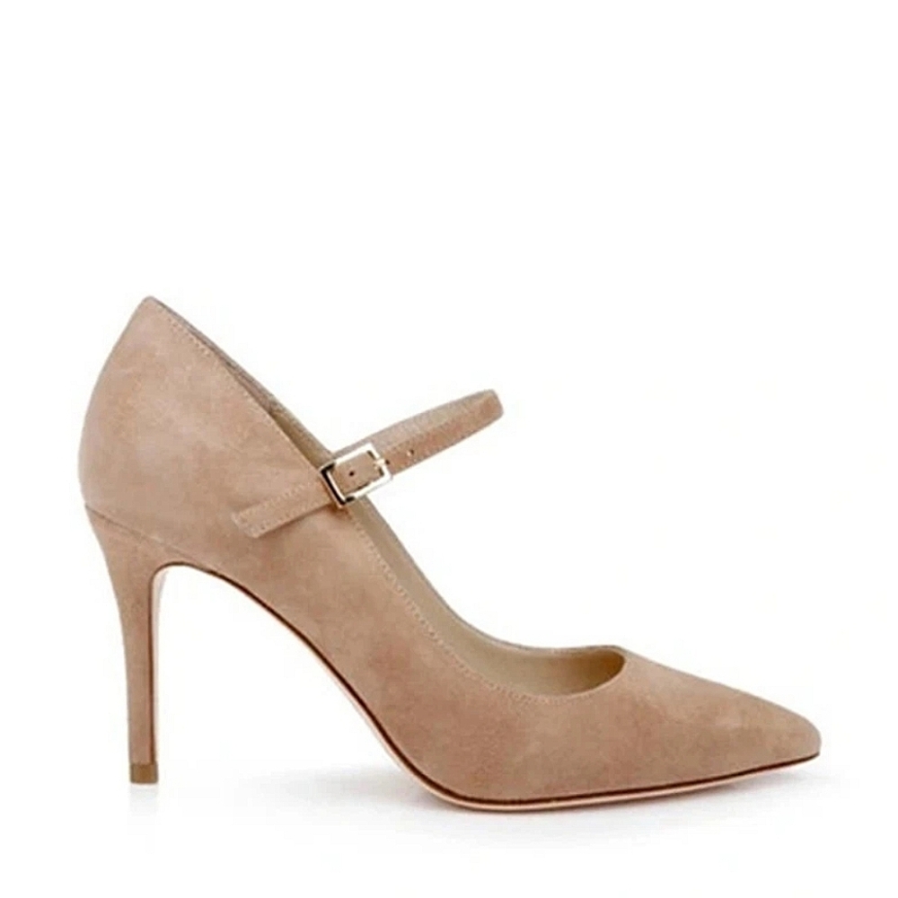 Like NEW L'AGENCE Jolie Point Toe Mary Jane Classic Suede Pump Tan Size 10